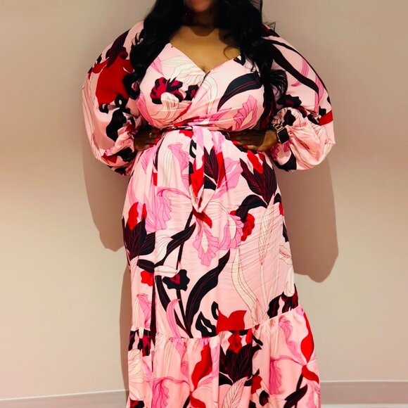 ELOQUII Balloon Sleeve Wrap Dress - Picture 3 of 4